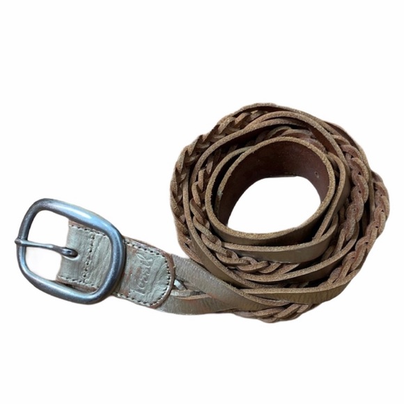 Fossil Leather Braided Metallic Gold Belt - Picture 1 of 6